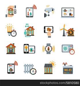 Smart house energy control technology system icons set isolated vector illustration. Smart House Technology System Icons