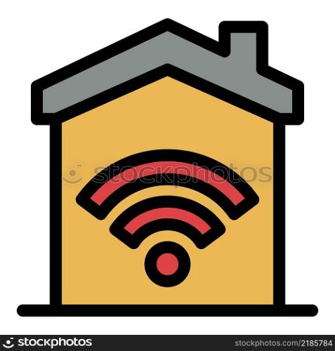 Smart house icon. Outline smart house vector icon color flat isolated. Smart house icon color outline vector