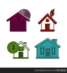 Smart house icon set. Color outline set of smart house vector icons for web design isolated on white background. Smart house icon set, color outline style