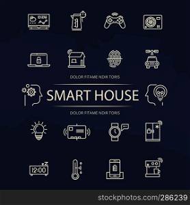 Smart House line icons collection. Elements device for smart home illustration. Smart House line icons collection