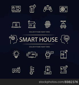 Smart House line icons collection. Elements device for smart home illustration. Smart House line icons collection