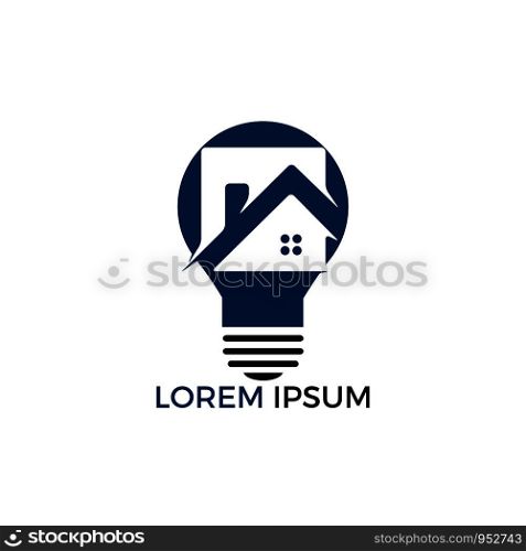 Smart house logo design. Light bulb with house logo. Concept for smart intellectual house.