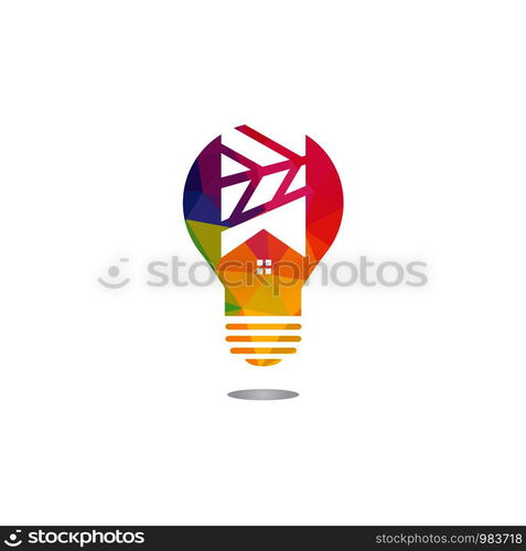 Smart house logo design. Light bulb with house logo. Concept for smart intellectual house.