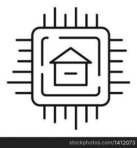 Smart house processor icon. Outline smart house processor vector icon for web design isolated on white background. Smart house processor icon, outline style