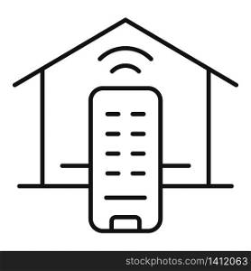Smart house remote control icon. Outline smart house remote control vector icon for web design isolated on white background. Smart house remote control icon, outline style