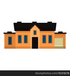 Smart house with garage icon. Flat illustration of smart house with garage vector icon for web design. Smart house with garage icon, flat style