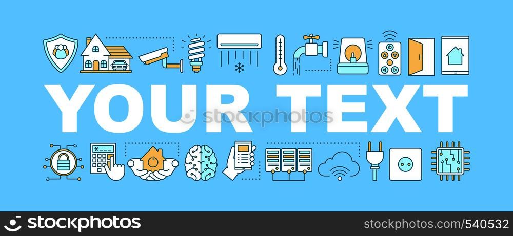 Smart house word concepts banner. Home automation system. Isolated lettering typography idea with linear icons. Domotics. Vector outline illustration. Smart house word concepts banner