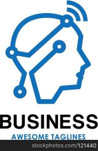 smart human head logo, Digital human vector logo concept , Human head with digital technology logo