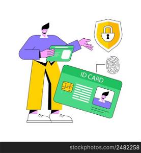 Smart ID card abstract concept vector illustration. Identification microchip, electronic id card, smartcard, personal information chipcard, smart access, identity verification abstract metaphor.. Smart ID card abstract concept vector illustration.