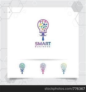 Smart idea logo vector design with concept of bulb and lamp icon symbol. Idea logo concept for agency, business, technology, and studio.