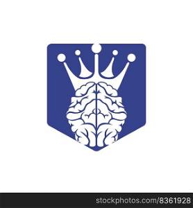 Smart king vector logo design. Human brain with crown icon design. 