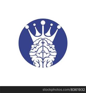 Smart king vector logo design. Human brain with crown icon design.	