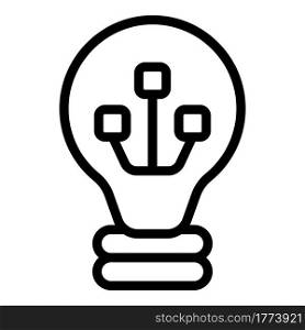 Smart lightbulb icon. Outline Smart lightbulb vector icon for web design isolated on white background. Smart lightbulb icon, outline style