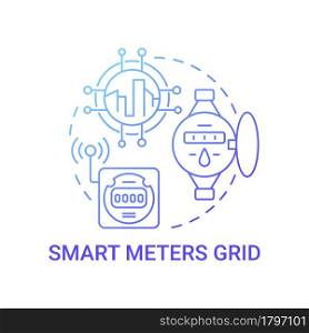 Smart meters grid gradient blue concept icon. Resources measure and control abstract idea thin line illustration. System for electricity savings. Vector isolated outline color drawing.. Smart meters grid gradient blue concept icon