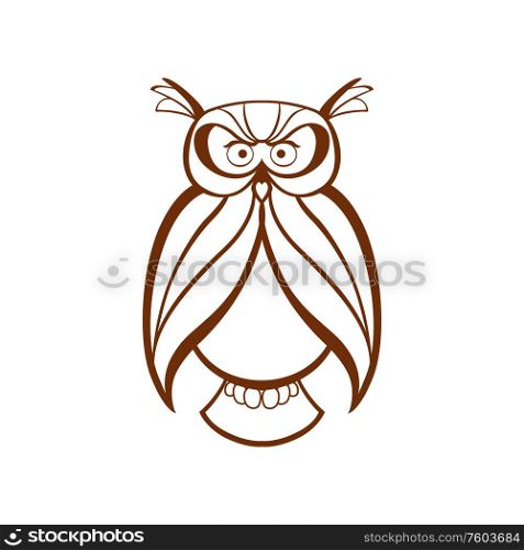 Smart owl isolated bird silhouette. Vector wise bird, logo or award as symbol of wisdom in studying. Owl bird symbol of wisdom and studying