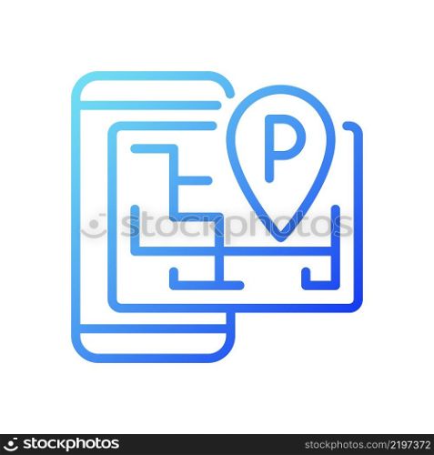 Smart parking gradient linear vector icon. Location on GPS, mobile application. Internet of Things. Smart gadget. Thin line color symbol. Modern style pictogram. Vector isolated outline drawing. Smart parking gradient linear vector icon
