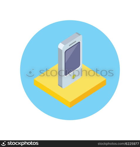 Smart phone design flat icon isolated. Smart and phone, telephone mobile and smart phone isolated, mobile phone, cell phone, touch screen phone, touchscreen electronic smartphone illustration