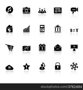 Smart phone icons with reflect on white background, stock vector