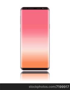 Smart phone vector with screen pink and body pink rose gold color isolated on white background
