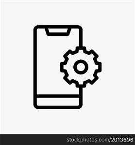 smart phone with gear setting line icon