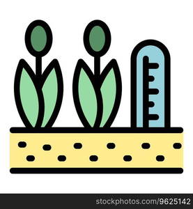 Smart plant control icon outline vector. Data sensor. Organic work color flat. Smart plant control icon vector flat