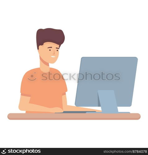 Smart process icon cartoon vector. Science computer. Code work. Smart process icon cartoon vector. Science computer