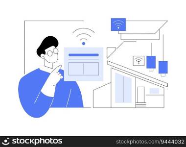 Smart sensors abstract concept vector illustration. Man installing smart sensor at home, sustainable energy sources, smart house technology, modern monitoring system abstract metaphor.. Smart sensors abstract concept vector illustration.