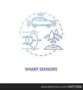 Smart sensors concept icon. Industry 4.0 trend idea thin line illustration. Enhancing reliability and control. Data gathering and self-diagnostics features. Vector isolated outline RGB color drawing. Smart sensors concept icon
