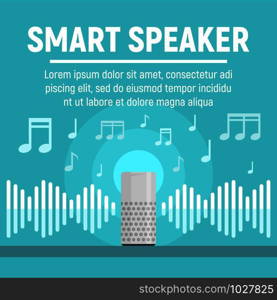 Smart speaker concept banner. Flat illustration of smart speaker vector concept banner for web design. Smart speaker concept banner, flat style
