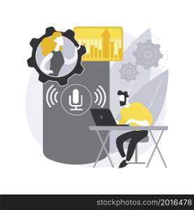 Smart speaker office controller abstract concept vector illustration. Smart controller, voice commands, voice-controlled office, internet of things, assistant, office management abstract metaphor.. Smart speaker office controller abstract concept vector illustration.