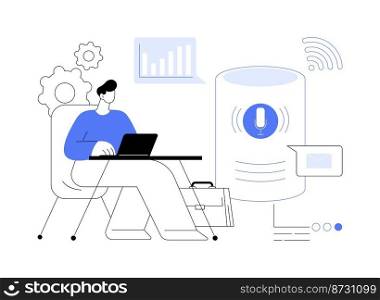 Smart speaker office controller abstract concept vector illustration. Smart controller, voice commands, voice-controlled office, internet of things, assistant, office management abstract metaphor.. Smart speaker office controller abstract concept vector illustration.