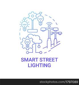 Smart street lighting gradient blue concept icon. Automatic streetlight abstract idea thin line illustration. Motion detection. Sensor for street torches. Vector isolated outline color drawing.. Smart street lighting gradient blue concept icon