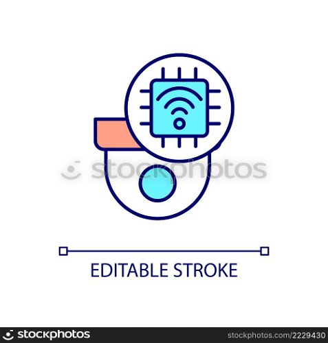 Smart surveillance system RGB color icon. Security outdoor and indoor cameras. Home protection and safety. Isolated vector illustration. Simple filled line drawing. Editable stroke. Arial font used. Smart surveillance system RGB color icon