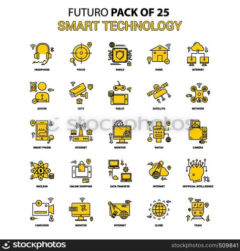 Smart Technology Icon Set. Yellow Futuro Latest Design icon Pack