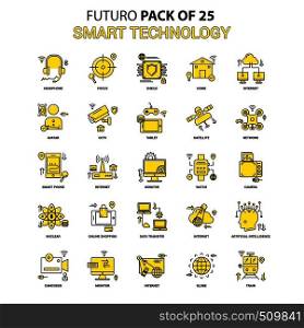 Smart Technology Icon Set. Yellow Futuro Latest Design icon Pack