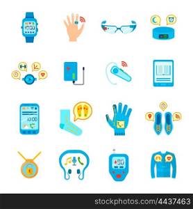Smart Technology Icons Set. Smart Things Icons Set. Wearable Technology Vector Illustration. Wearable Technology Gadgets Flat Symbols. Wearable Technology Gadgets Design Set. Wearable Technology Gadgets Isolated Set.