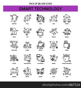 Smart Technology Line Icon Set - 25 Dashed Outline Style