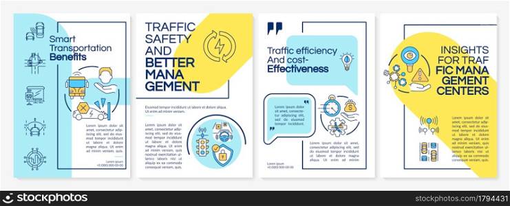 Smart transportation advantages brochure template. Flyer, booklet, leaflet print, cover design with linear icons. Vector layouts for presentation, annual reports, advertisement pages. Smart transportation advantages brochure template