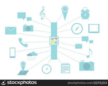 Smart watch and functions infographics isolated vector illustration