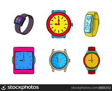 Smart watch icon set. Cartoon set of smart watch vector icons for your web design isolated on white background. Smart watch icon set, cartoon style