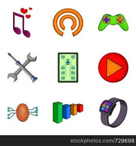 Smart watch icons set. Cartoon set of 9 smart watch vector icons for web isolated on white background. Smart watch icons set, cartoon style