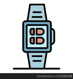 Smart watch interface icon. Outline smart watch interface vector icon color flat isolated. Smart watch interface icon color outline vector