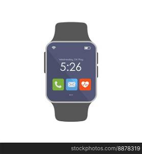 Smart watch isolated on white background. Watch with application. Digital device. Vector stock