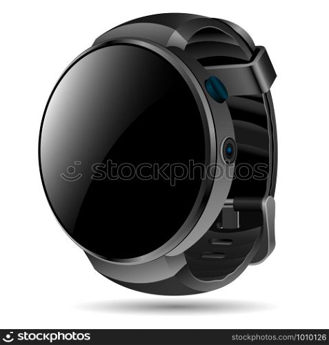 Smart watch mockup template for sport and casual use. Mobile gadget in modern design with touch screen. Realistic vector concept.Innovation technology product. Wristwatch for fitness.. Smart watch mockup template for sport, casual use.