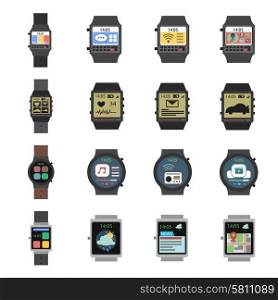 Smart watch modern electronic devices icon flat set isolated vector illustration. Smart Watch Icon Flat