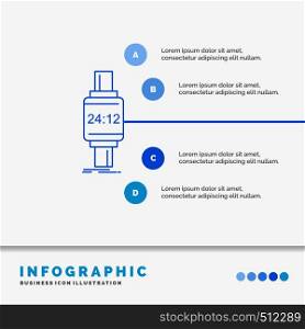 smart watch, smartwatch, watch, apple, android Infographics Template for Website and Presentation. Line Blue icon infographic style vector illustration. Vector EPS10 Abstract Template background