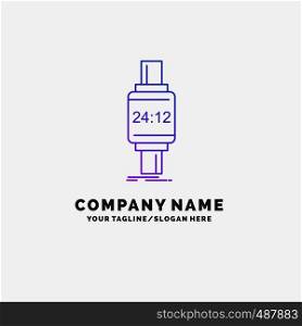 smart watch, smartwatch, watch, apple, android Purple Business Logo Template. Place for Tagline. Vector EPS10 Abstract Template background