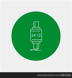 smart watch, smartwatch, watch, apple, android White Line Icon in Circle background. vector icon illustration. Vector EPS10 Abstract Template background