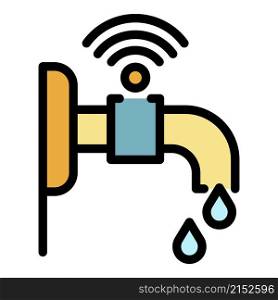 Smart water tap icon. Outline smart water tap vector icon color flat isolated. Smart water tap icon color outline vector