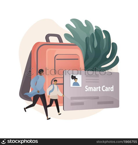 Smartcards for schools abstract concept vector illustration. Student profile, school attendance system, pupil identification, microchip technology, smart access card, tracking abstract metaphor.. Smartcards for schools abstract concept vector illustration.